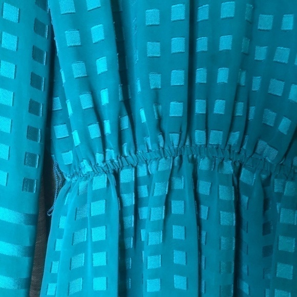 Vintage 80’s Donna Morgan for Non Stop Turquoise Geometric Print Dress Size 8 - Picture 8 of 16